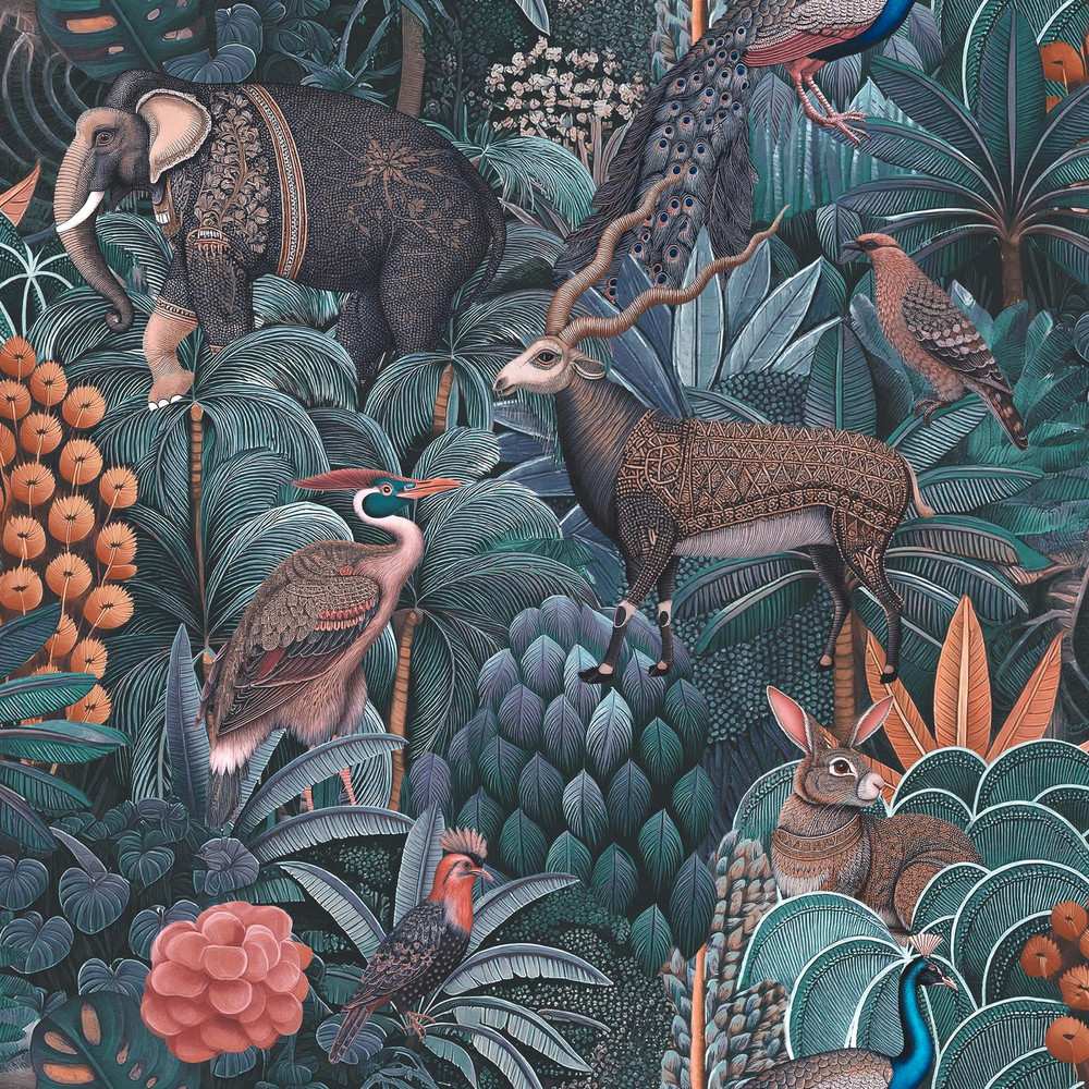 [142315-Sample] Jungle Jamboree Navy & Teal (142315) – Muestra